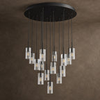 Pioggia Cascade Chandelier, 15-Light Black K9 Crystal, 32" Dia