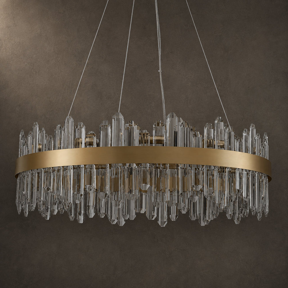 Modern Round K9 Crystal Chandelier 30" — 2-Tier, 24-Light, Gold