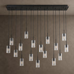 Pioggia Linear Cascade Chandelier, 17-Light Black K9 Crystal, 55" Long