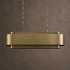 Lamina Oval Drum Chandelier, 12-Light Brushed Brass, 40" Long