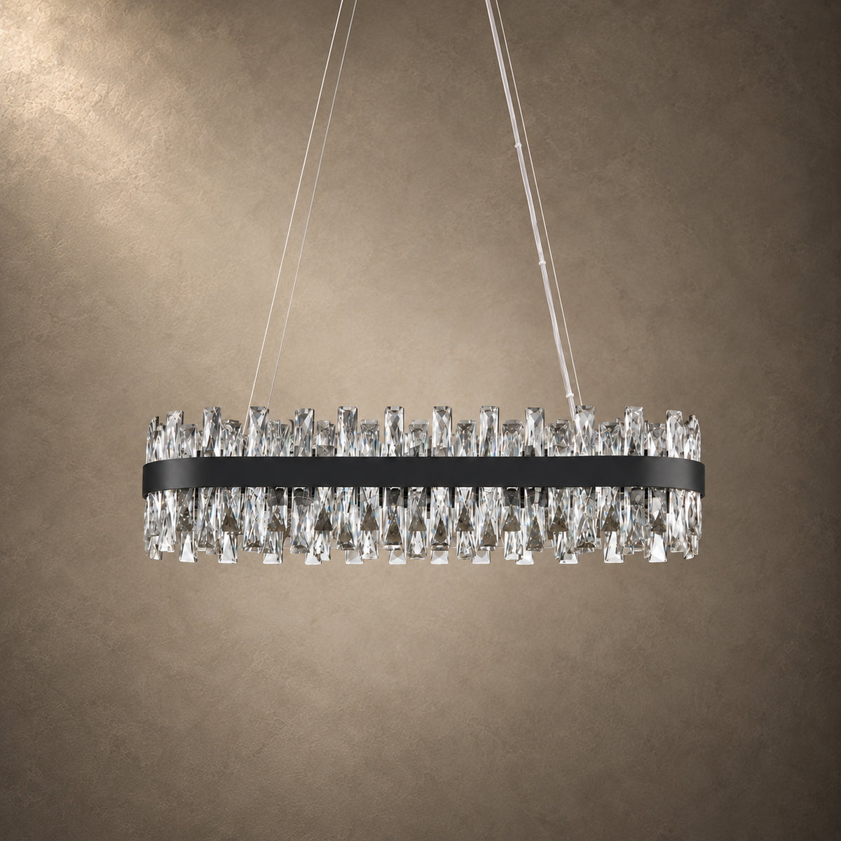 Nera Ring Chandelier, 24-Light Black K9 Crystal, 30" Dia