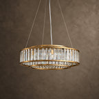 Colonna Chandelier, 2-Tier 8-Light Brass K9 Crystal, 24" Dia