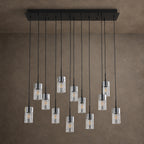 Pioggia Linear Cascade Chandelier, 12-Light Black K9 Crystal, 39" Long