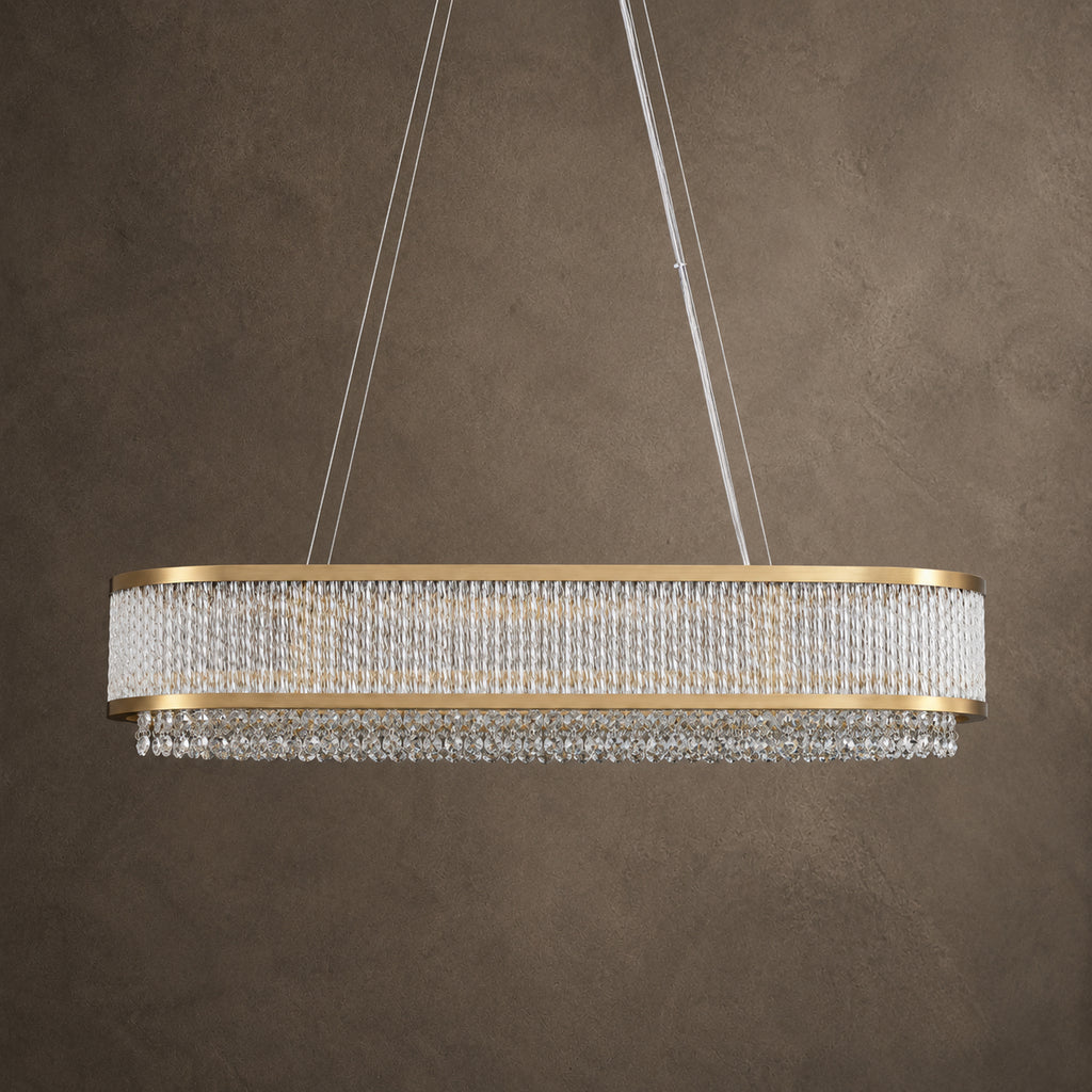 Velara Oval Chandelier, 12-Light Gold K9 Crystal, 34.5" Long
