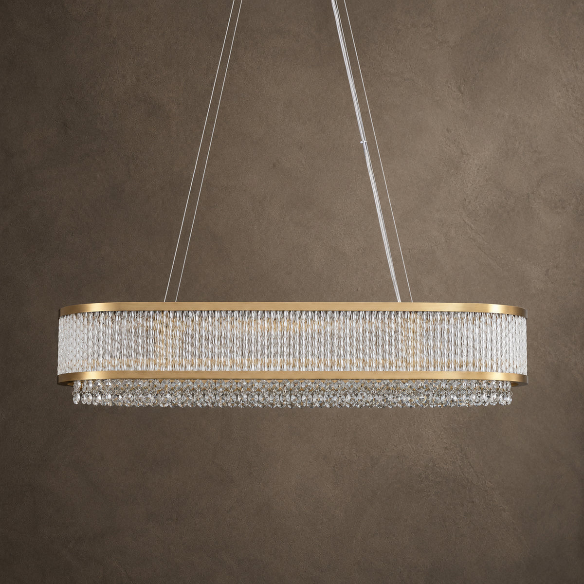 Velara Oval Chandelier, 12-Light Gold K9 Crystal, 34.5" Long