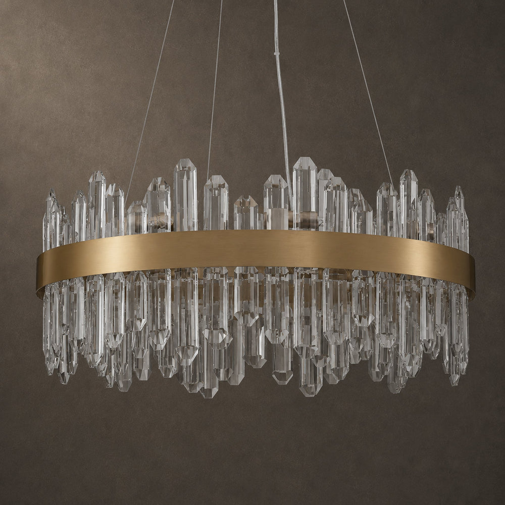 Round 2-Tier K9 Crystal Chandelier 23" — 16-Light Gold Modern Chandelier