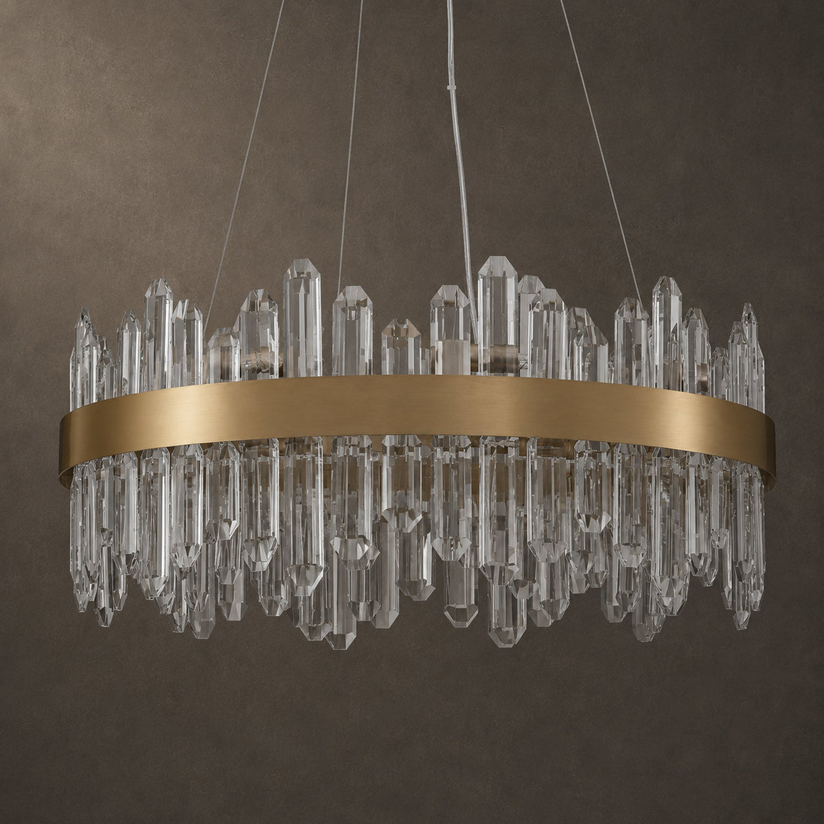 Gold finish of the round K9 crystal chandelier