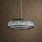 Colonna Chandelier, 2-Tier 8-Light Black K9 Crystal, 24" Dia