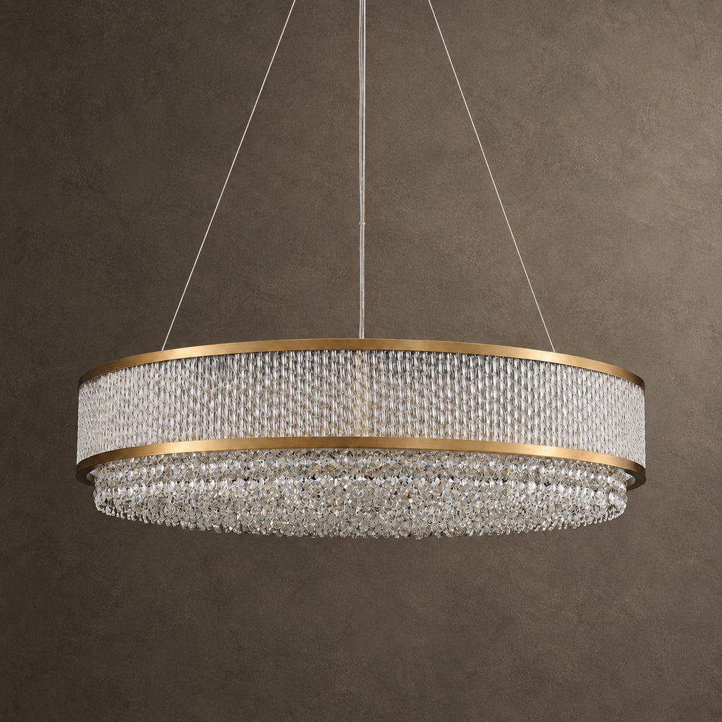 Velara Chandelier, 2-Tier 14-Light Gold K9 Crystal, 32" Dia