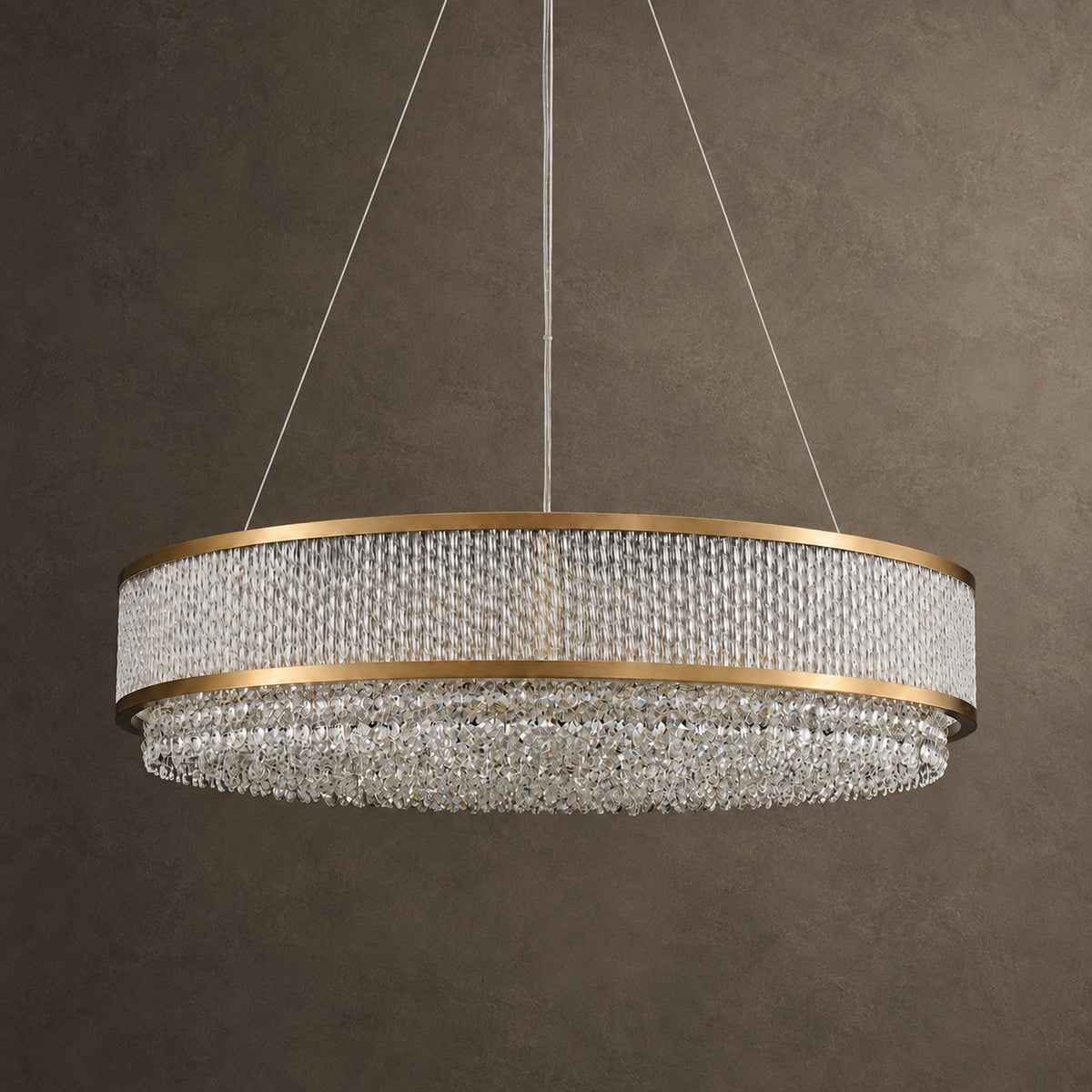 Velara Chandelier, 2-Tier 14-Light Gold K9 Crystal, 32" Dia