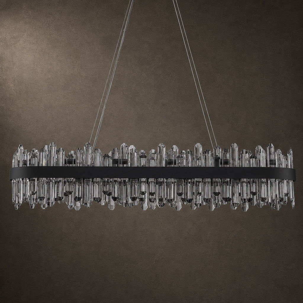 Modern Oval K9 Crystal Chandelier 45.3" — 24-Light, Black