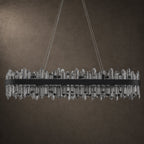 Modern Oval K9 Crystal Chandelier 45.3" — 24-Light, Black