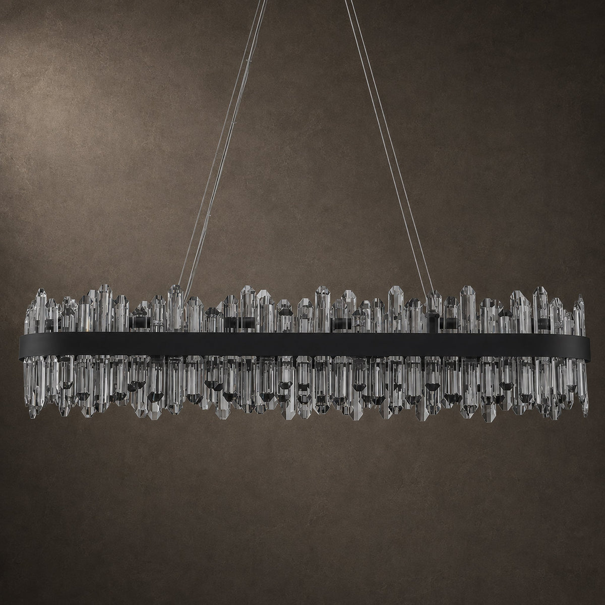Modern Oval K9 Crystal Chandelier 45.3" — 24-Light, Black