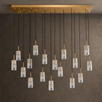 Pioggia Linear Cascade Chandelier, 17-Light Brass K9 Crystal, 55" Long