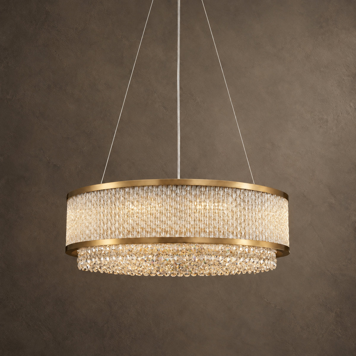 Velara Chandelier, 2-Tier 9-Light Gold K9 Crystal, 20" Dia