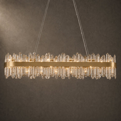 Modern Oval K9 Crystal Chandelier 45.3" — 24-Light, Gold