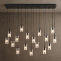 Pioggia Linear Cascade Chandelier, 17-Light Black K9 Crystal, 55" Long