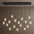 Pioggia Linear Cascade Chandelier, 17-Light Black K9 Crystal, 55" Long