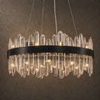 Round 2-Tier K9 Crystal Chandelier 23" — 16-Light Gold Modern Chandelier