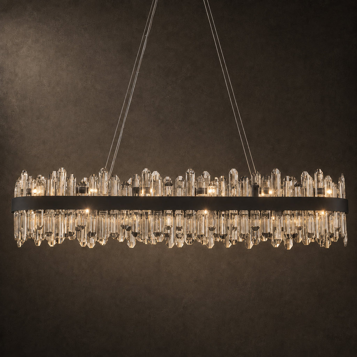 Modern Oval K9 Crystal Chandelier 45.3" — 24-Light, Gold