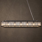 Colonna Oval Chandelier, 18-Light Brass K9 Crystal, 55" Long