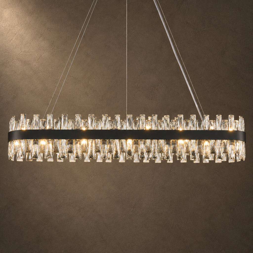 Corona Oval Chandelier, 32-Light Gold K9 Crystal, 57" Long