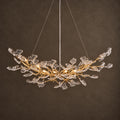 Foglia Linear Ginkgo Leaf Chandelier, 14-Light Gold Branch, 55" Long