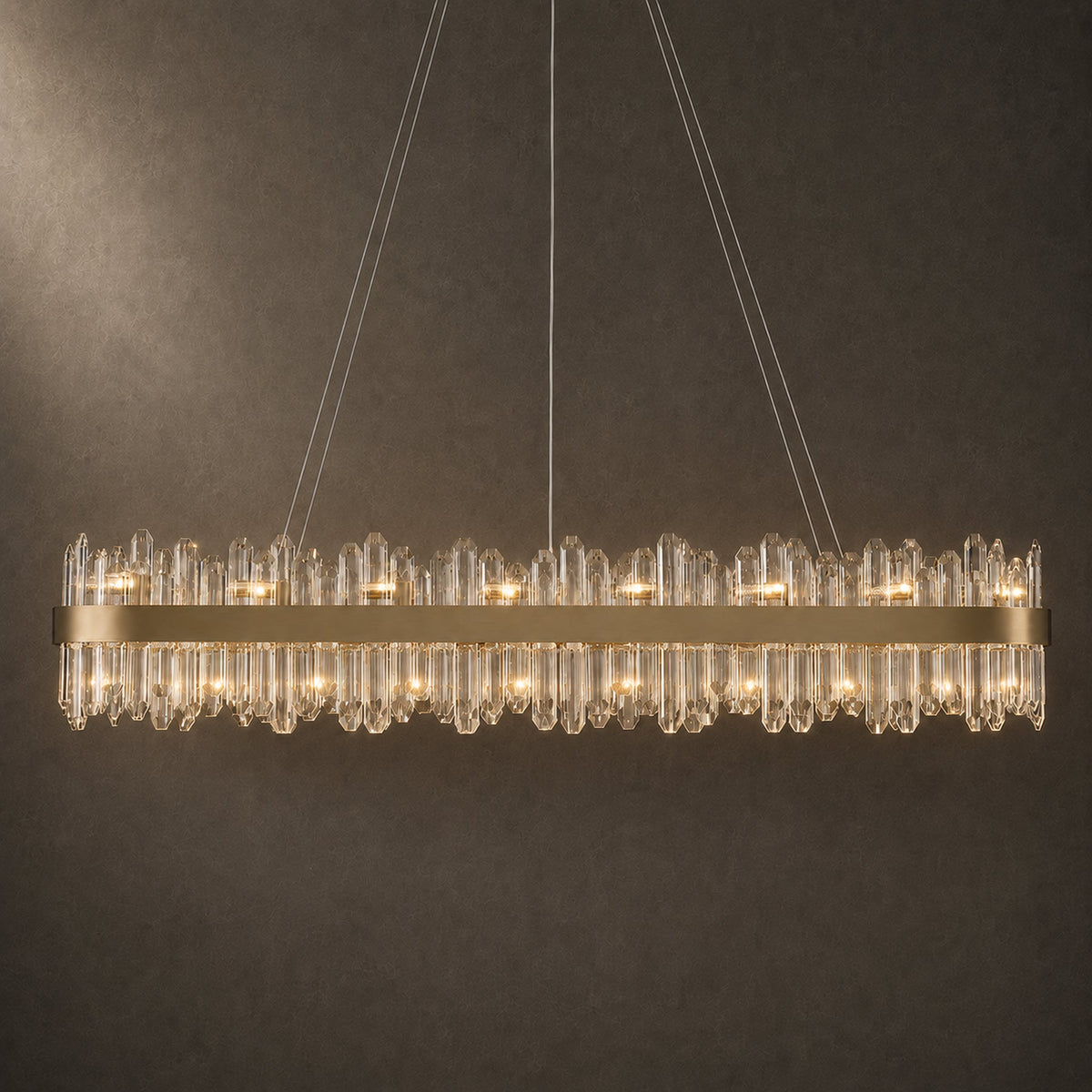 Modern Rectangular K9 Crystal Chandelier 57" — 32-Light, Black
