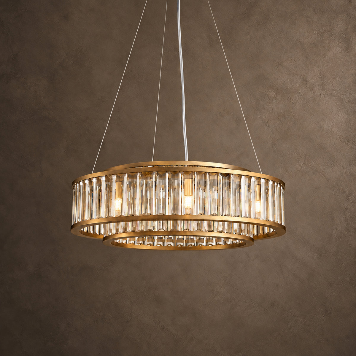 Colonna Chandelier, 2-Tier 8-Light Black K9 Crystal, 24" Dia