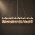 Modern Rectangular K9 Crystal Chandelier 57" — 32-Light, Black