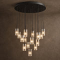 Pioggia Cascade Chandelier, 15-Light Black K9 Crystal, 32" Dia
