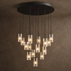 Pioggia Cascade Chandelier, 15-Light Black K9 Crystal, 32" Dia