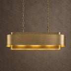 Lamina Oval Drum Chandelier, 12-Light Brushed Brass, 40" Long