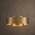 Lamina Round Drum Chandelier, 12-Light Brushed Brass, 30" Dia