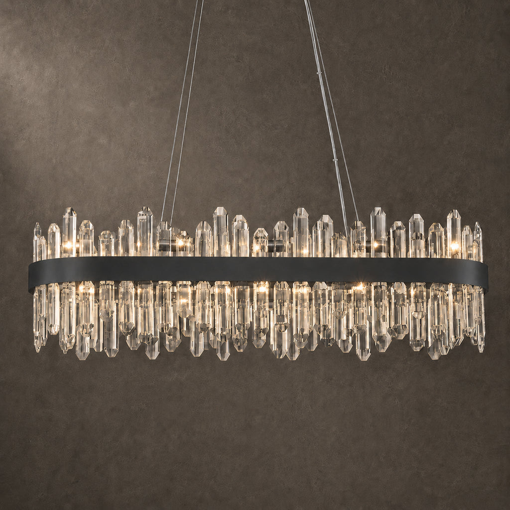 Modern Oval K9 Crystal Chandelier 35.4" — 20-Light, Gold