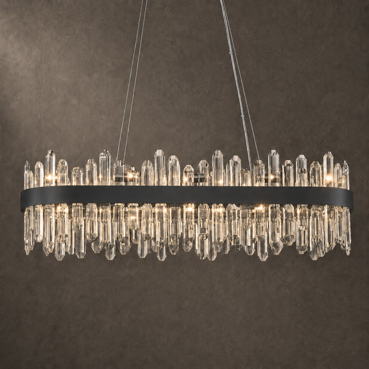Modern Oval K9 Crystal Chandelier 35.4" — 20-Light, Gold
