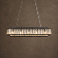 Colonna Oval Chandelier, 12-Light Black K9 Crystal, 41" Long