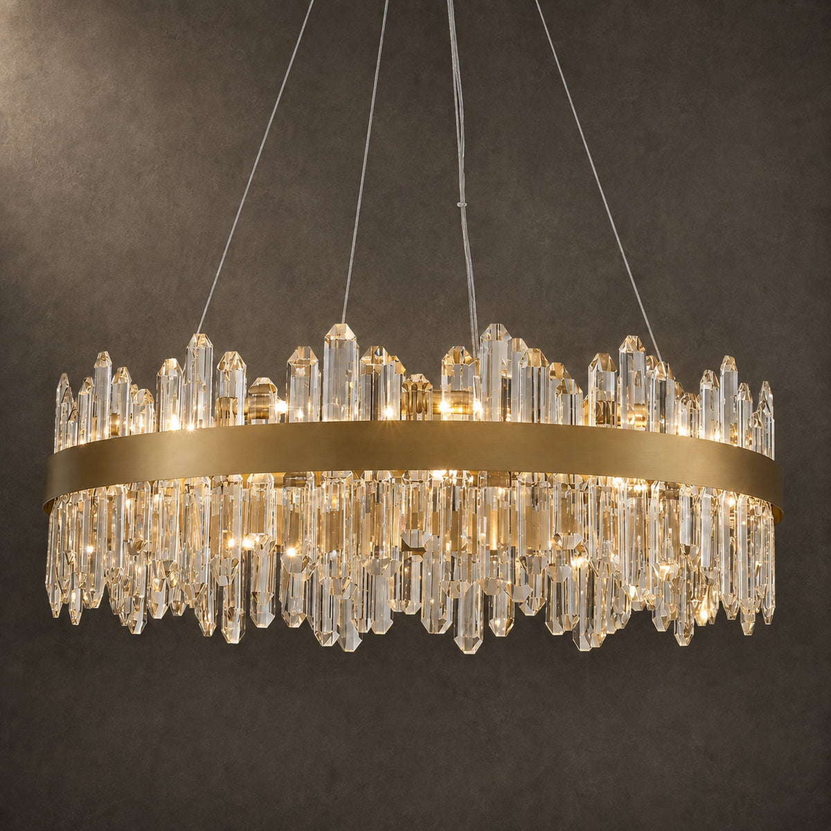 Modern Round K9 Crystal Chandelier 30" — 2-Tier, 24-Light, Black