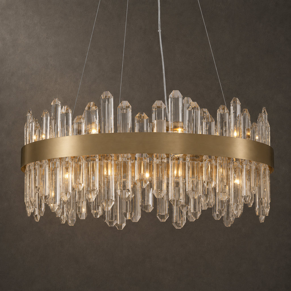 Round 2-Tier K9 Crystal Chandelier 23" — 16-Light Black Modern Chandelier