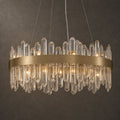 Round 2-Tier K9 Crystal Chandelier 23" — 16-Light Black Modern Chandelier