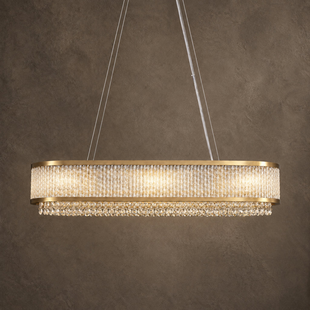 Velara Oval Chandelier, 12-Light Gold K9 Crystal, 34.5" Long
