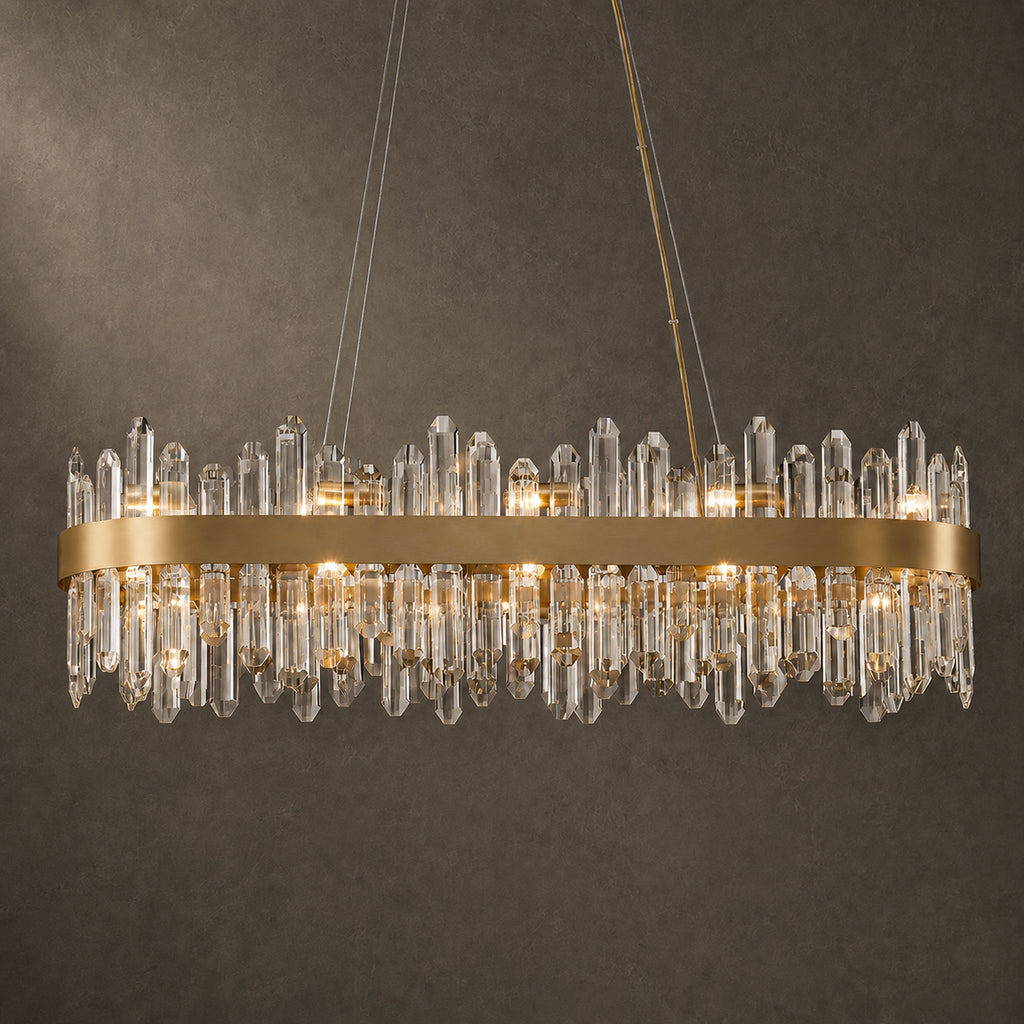 Modern Oval K9 Crystal Chandelier 35.4" — 20-Light, Black
