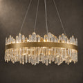 Modern Round K9 Crystal Chandelier 30" — 2-Tier, 24-Light, Gold