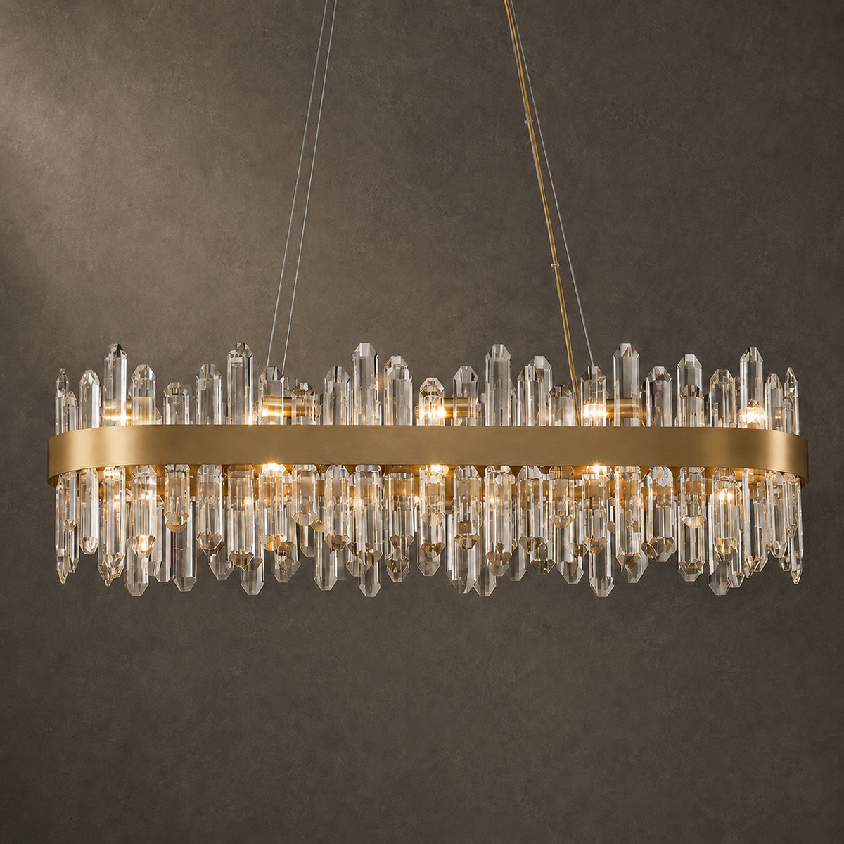 Modern Oval K9 Crystal Chandelier 35.4" — 20-Light, Gold