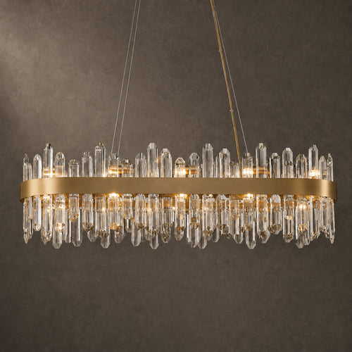 Modern Oval K9 Crystal Chandelier 35.4" — 20-Light, Gold