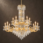 Fontana Chandelier, 2-Tier 15-Light Gold K9 Crystal, 40" Dia