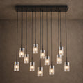 Pioggia Linear Cascade Chandelier, 12-Light Black K9 Crystal, 39" Long