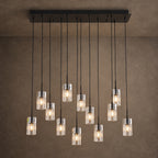 Pioggia Linear Cascade Chandelier, 12-Light Black K9 Crystal, 39" Long