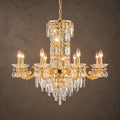 Fontana Chandelier, 8-Light Gold K9 Crystal, 32" Dia