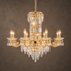 Fontana Chandelier, 8-Light Gold K9 Crystal, 32" Dia